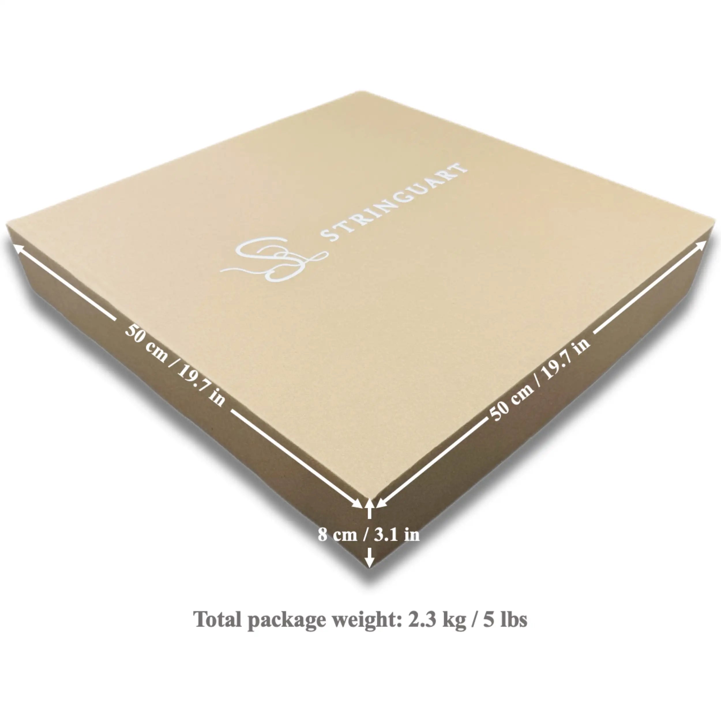 Dimensions and weight of the packaging box for the White Collection string art