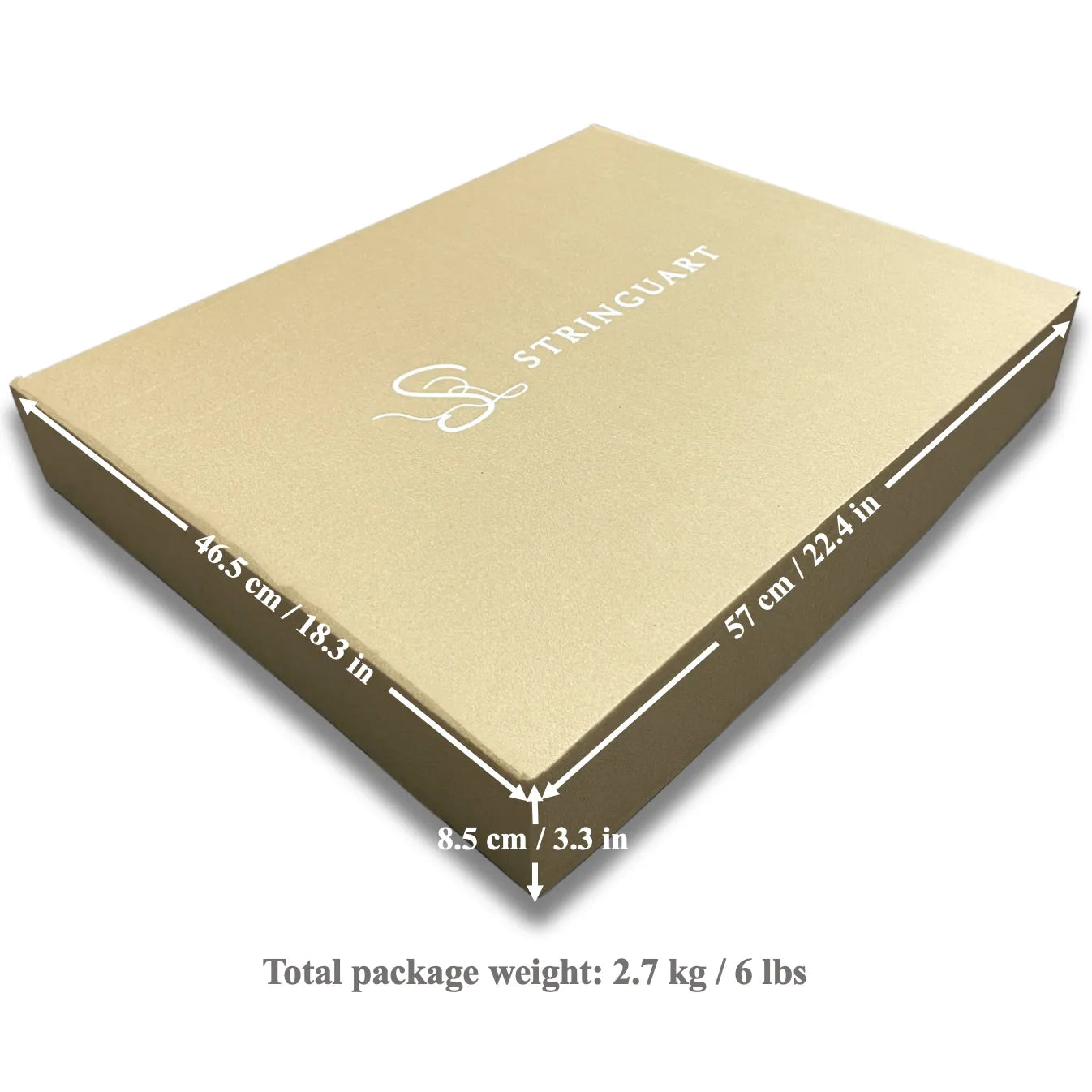 Dimensions and weight of the packaging box for the Color Collection string art