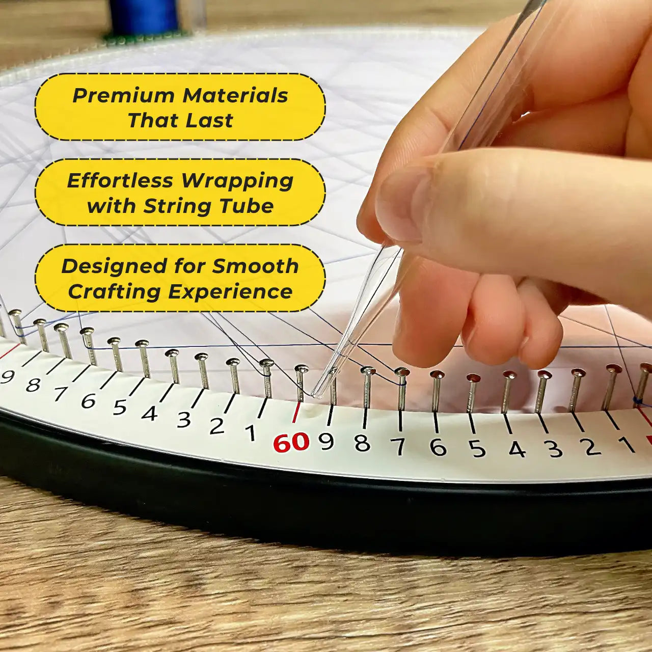 Detailed view of the custom color string art creation process using the DIY Kit from the Customization Collection