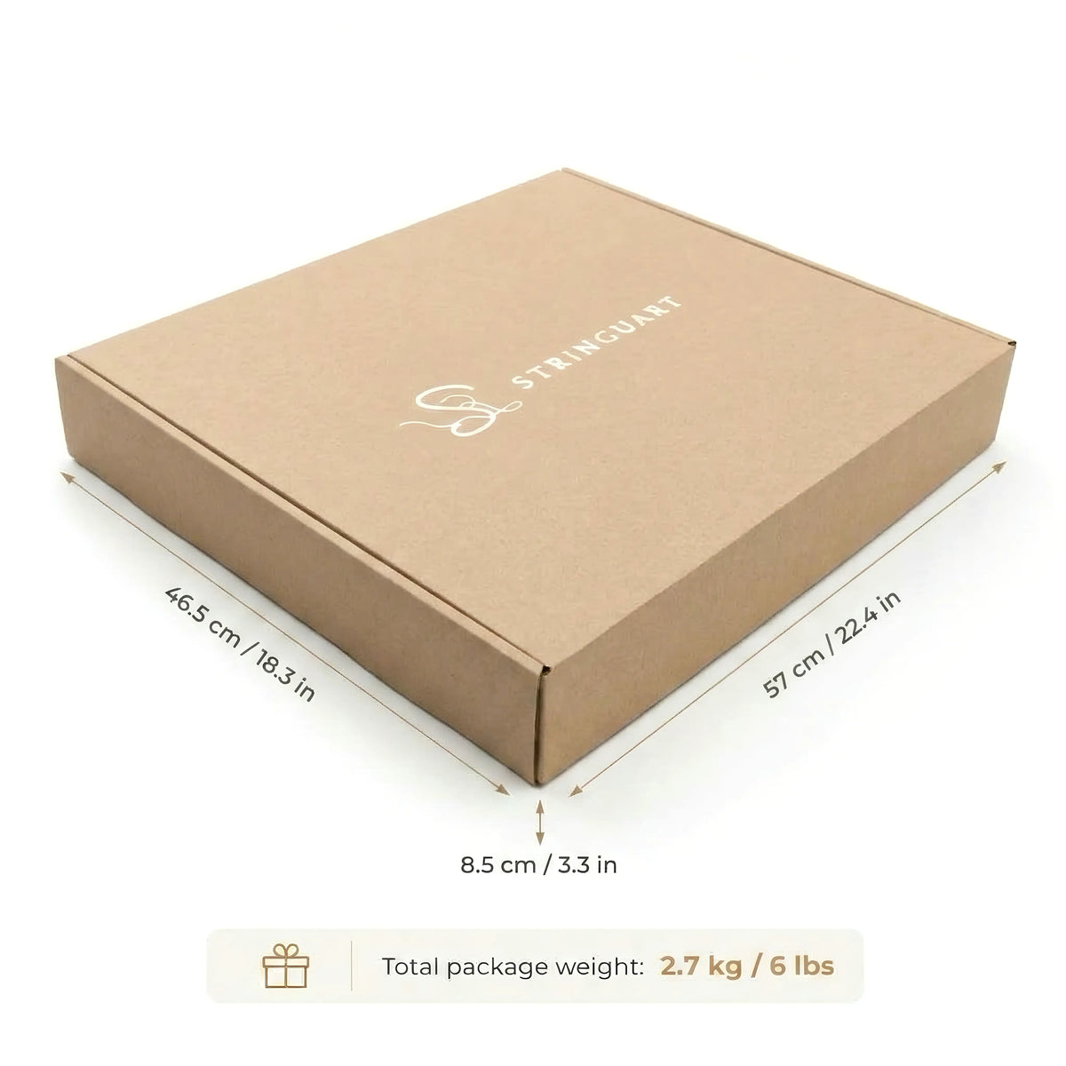 Dimensions and weight of the packaging box for the Customization Collection custom color string art