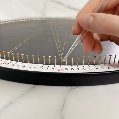 Detailed view of the string art creation process using the DIY Kit from the Gold Collection